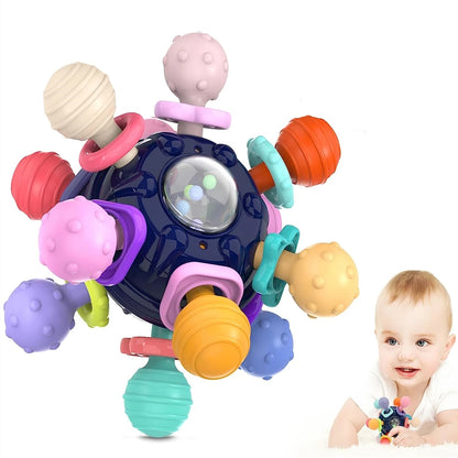 Silicone Baby Teething Toys Sensory Teether for Babies 0-12 Months Teething Ball Rattle Infant Sensory Toys