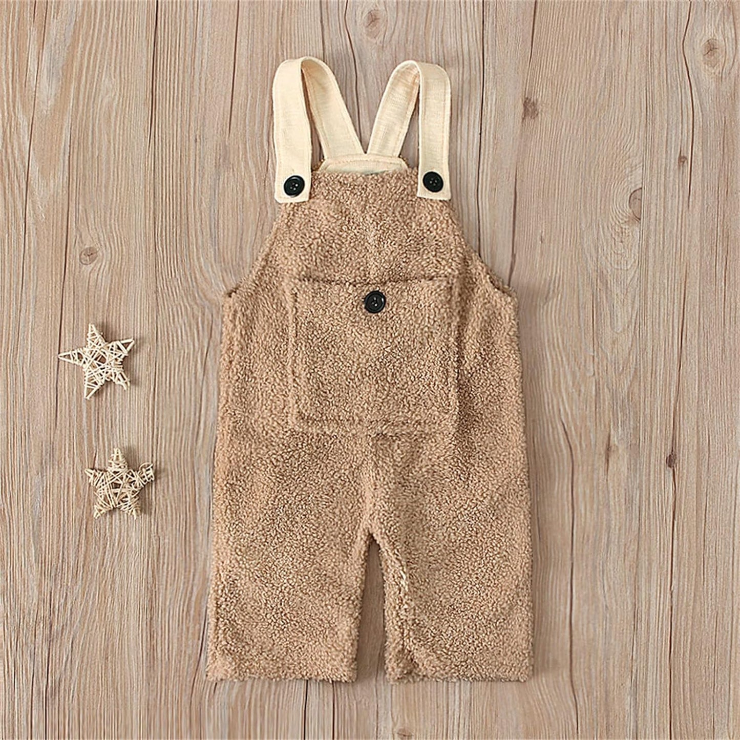 Toddler Kids Baby Girls Boy Fleece Suspender Pants Overalls Trousers Warm Romper Jumpsuits Outfits Winter Clothes J617 Brown, 4-5T