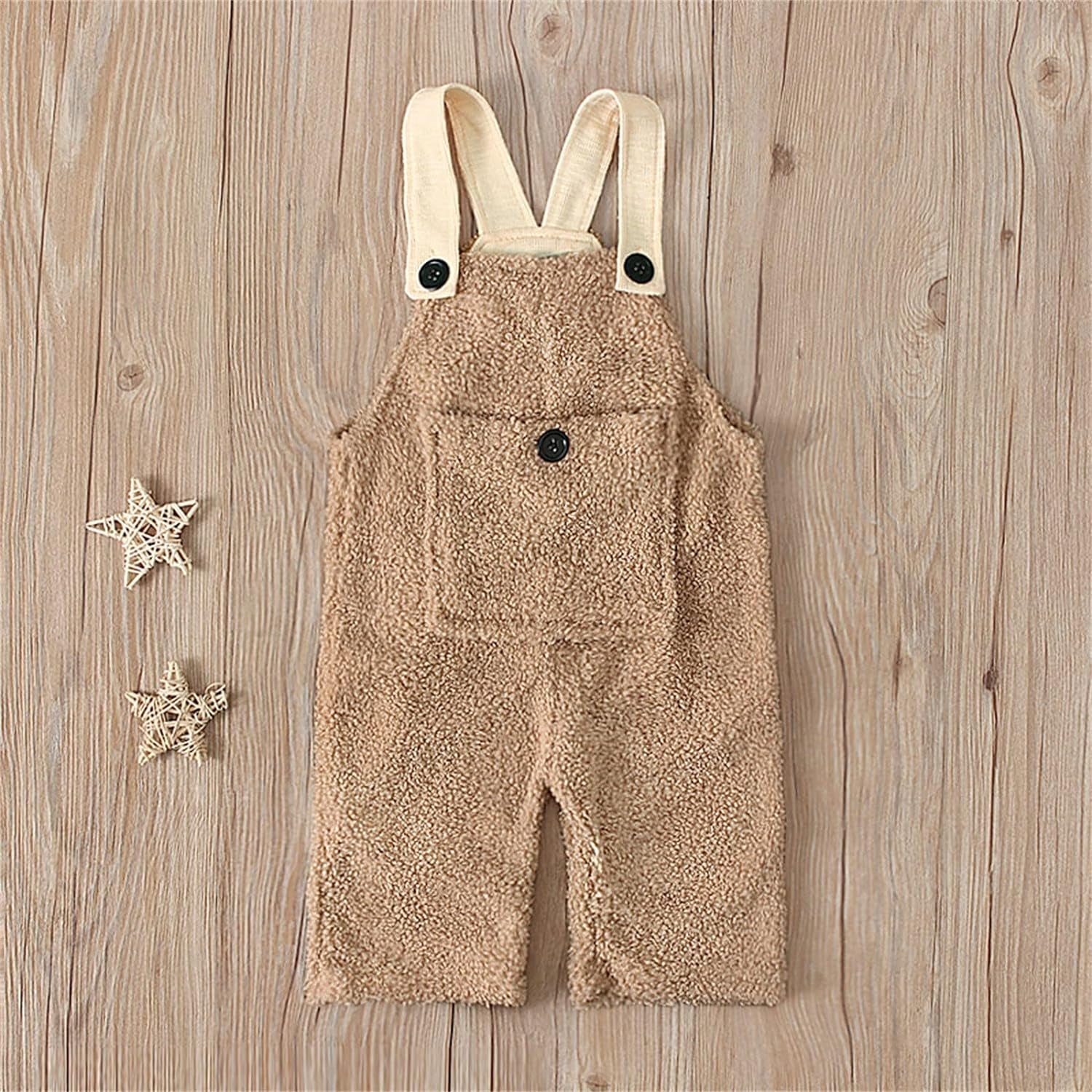 Toddler Kids Baby Girls Boy Fleece Suspender Pants Overalls Trousers Warm Romper Jumpsuits Outfits Winter Clothes J617 Brown, 4-5T