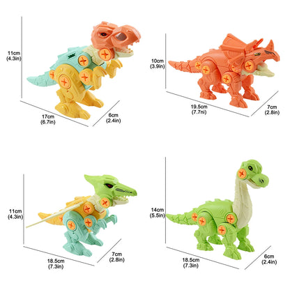 Take Apart Dinosaur Toys for Boys Building Play Kit with Screwdrivers DIY Construction Engineering Set and Learning for Kids 4 Dinosaurs Easter Christmas Birthday Gifts