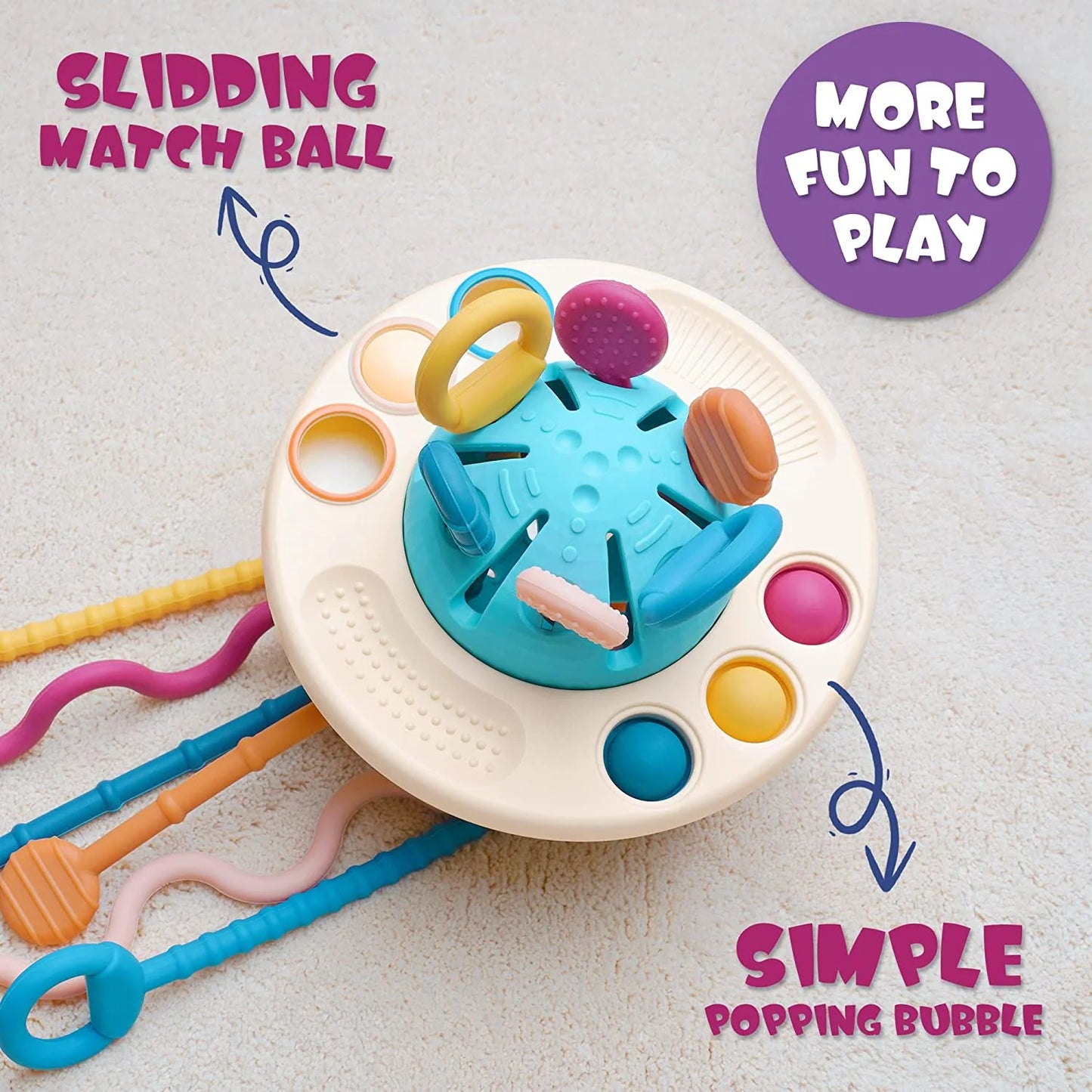 Montessori Sensory Toys for 1 Year Old - Food Grade Silicone Pull String Baby Toys for 6-12 Months - Perfect Christmas Birthday Gift for Toddlers