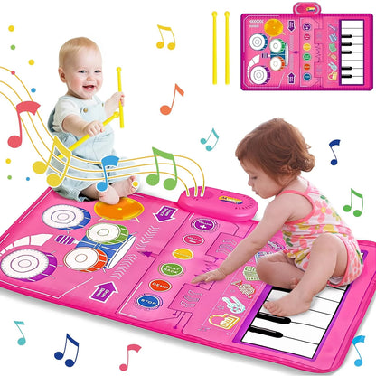 1 Year Old Girl Gifts, Piano Mat Baby Toys for 1 Year Old Girl, 2 in 1 Toddler Music Mat with Keyboard & Drum, Early Educational Musical Toys First Birthday Gifts for 1 2 Year Old Girls & Boys