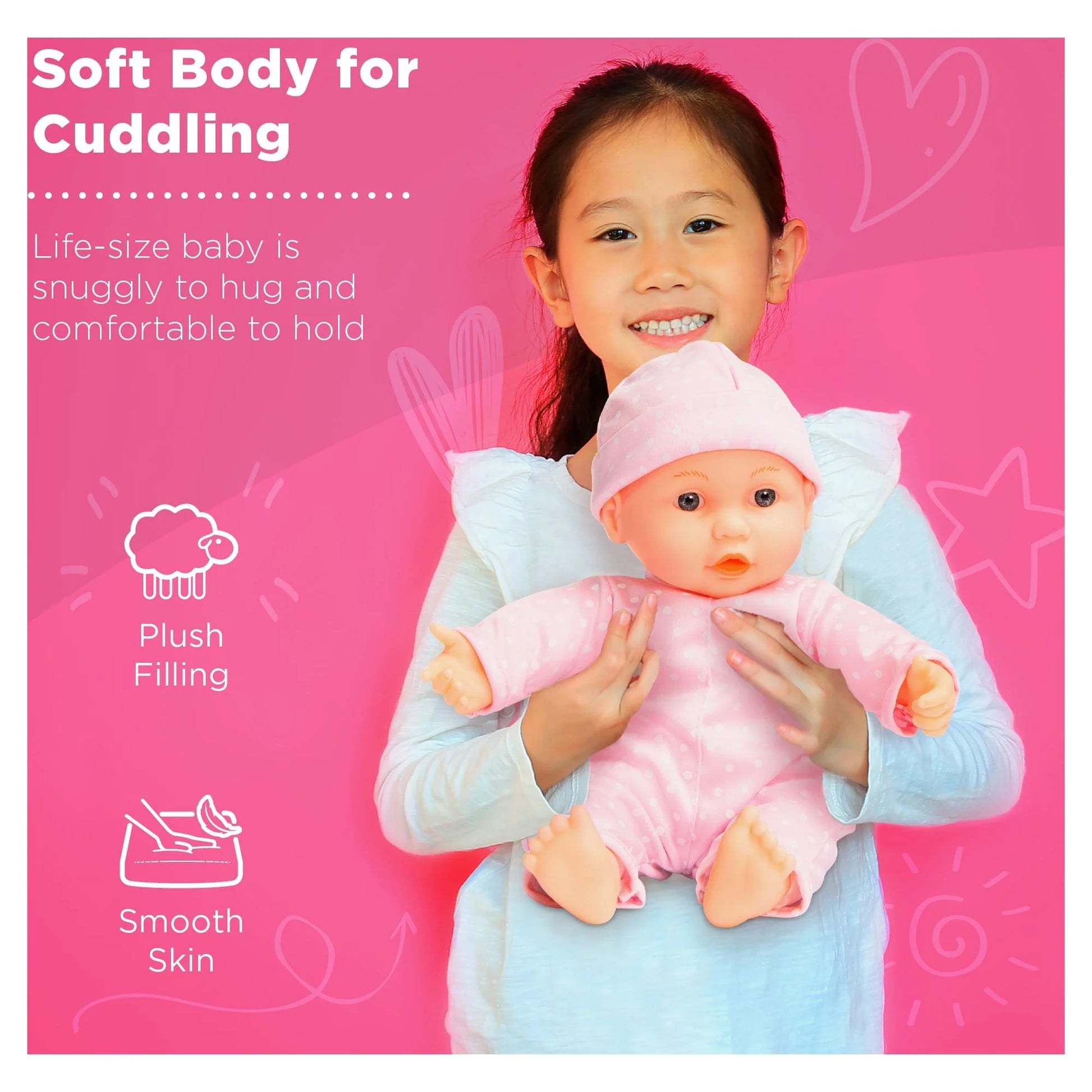 12.5In Realistic Baby Doll with Soft Body, Highchair, Potty, Pacifier, Bottle, 9 Accessories