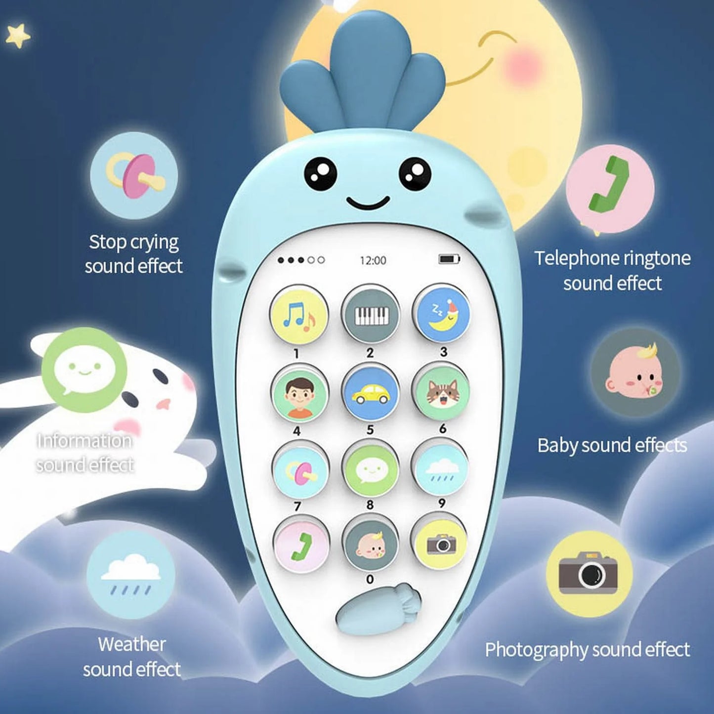 Baby Cell Phone Toy Sensory Learning Toys with 12 Functions Baby Toys 6 to 12 Months Multi Sound Effects Toys for 1 Year Old Boy Teething Toys for Babies Toys Baby Boy Gifts