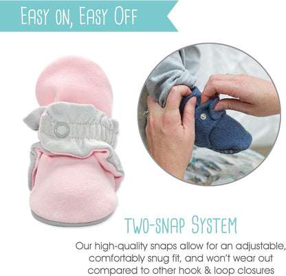 Organic Cotton Baby Booties, Soft Sole Stay-On Baby Shoes