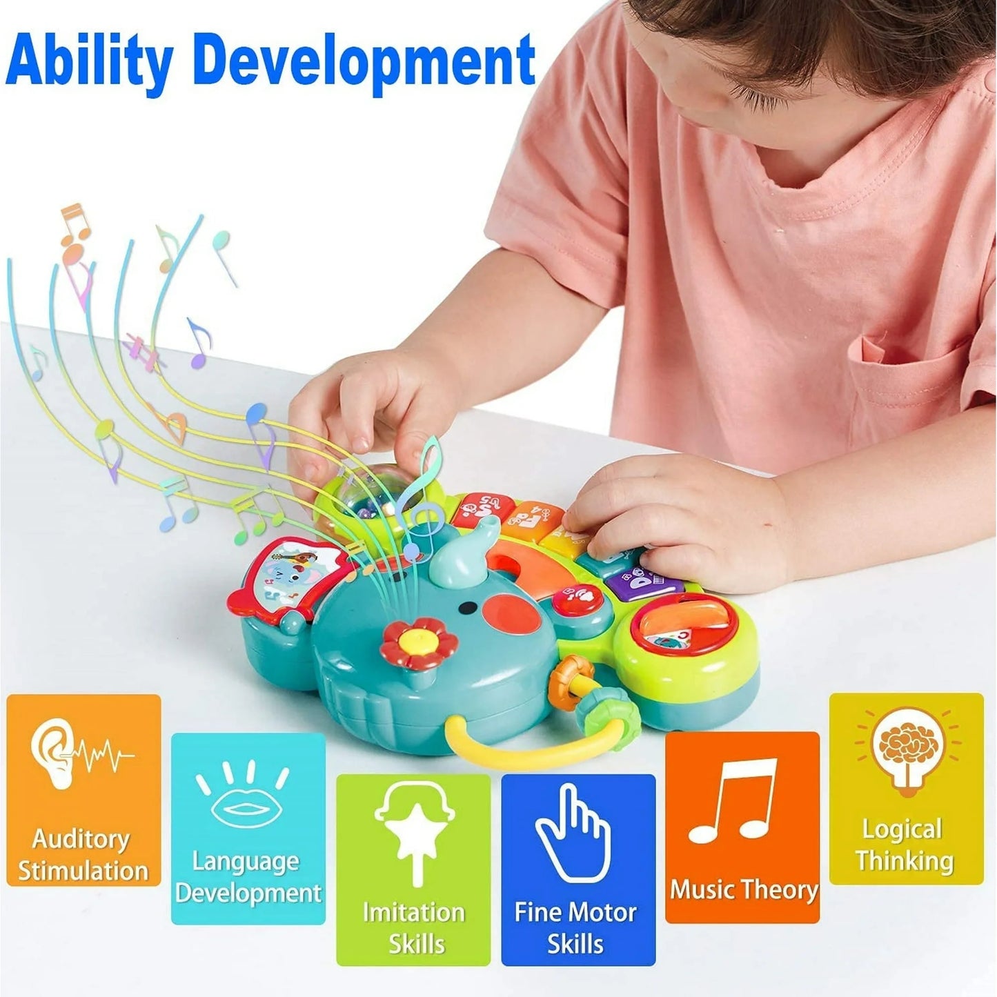 Baby Toys 6 to 12 Months, 6 Month Old Baby Toys 0-6 Months Infant Toys 6-12 Months Elephant Musical Light up Baby Piano Toy 9 12 18 Month Old Baby Toys