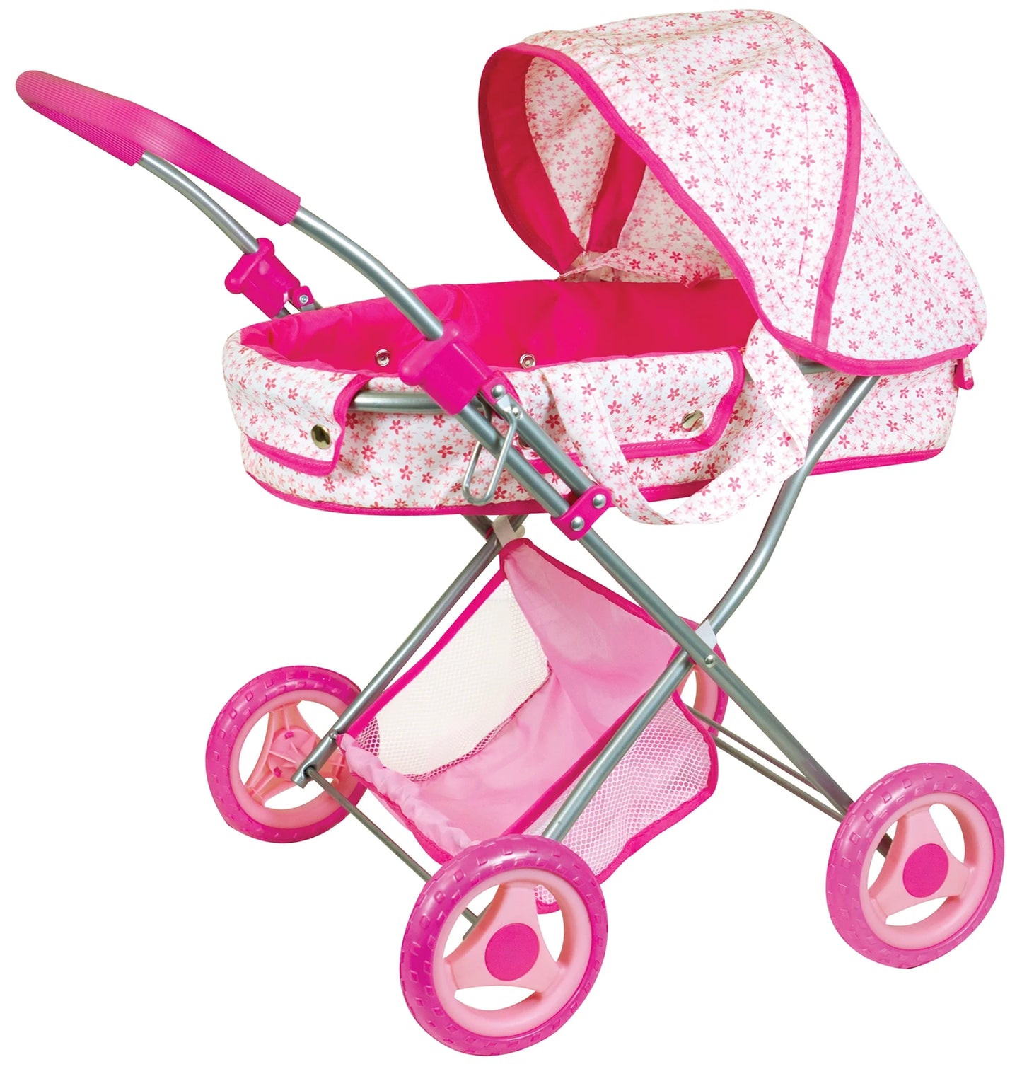 Deluxe Doll Pram with 13" African American Baby Doll Accessories, Pink