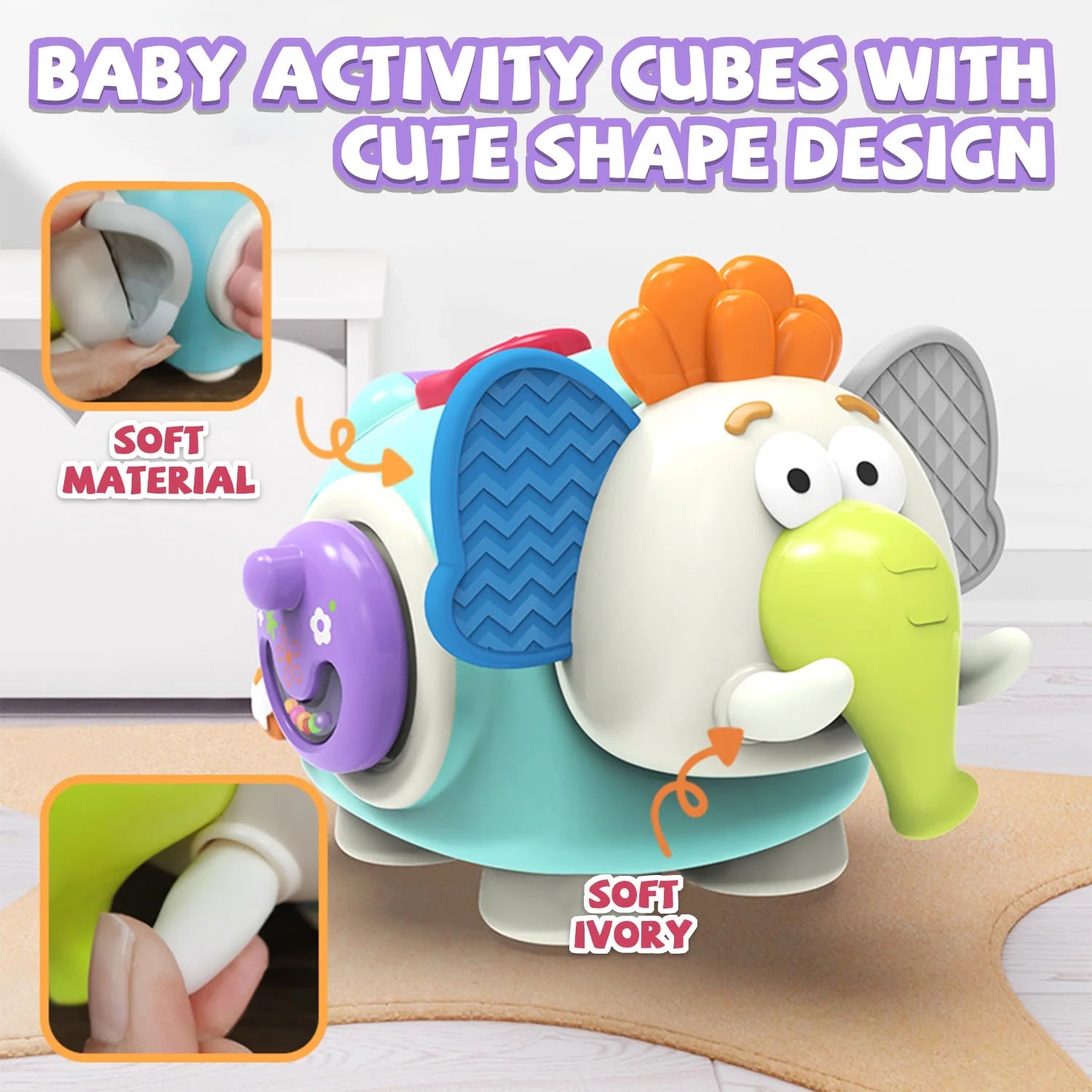 Infant Sensory Toys, Learning Toys, Travel Activities Busy Board Cube, Montessori Baby Toys 0 3 6 9 12 18 24 Months