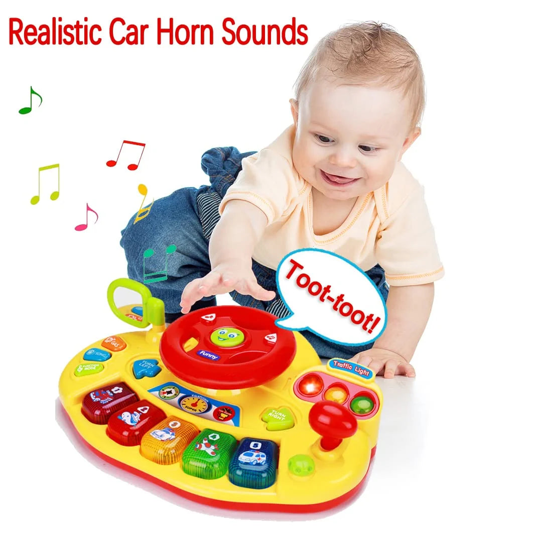 Baby Musical Toy 6 to 12 Months Light up Steering Wheel Toy with Traffic Light & Sound for 6 8 9 10 Months Infant Learning Development Baby Toys Gifts for 1 2 Year Old Boys Girls