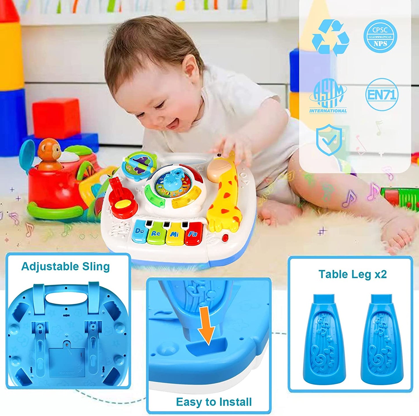 Baby Toys 6 to 12 Months, Musical Learning Table Baby Toys for 1 2 3 Year Old Boys Girls Early Education Activity Center Baby Toys 12-18 Months Kids Toddler Birthday Gifts