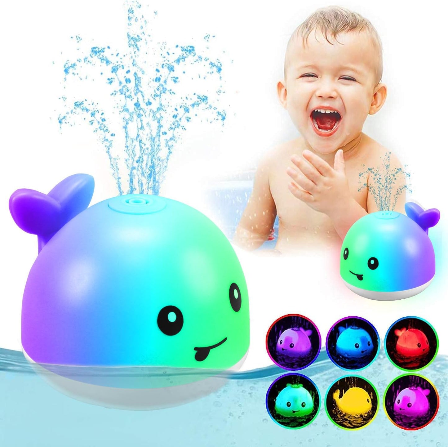 Baby Bath Toys, Bath Toys, Whale Spray Water Bath Toy, Sprinkler Bathtub Shower Toys for Toddlers Kids Boys Girls, Pool Toy for Baby (White)