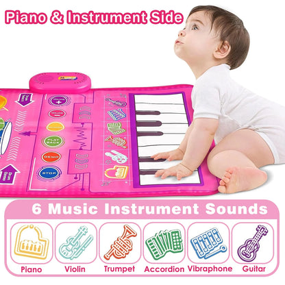 1 Year Old Girl Gifts, Piano Mat Baby Toys for 1 Year Old Girl, 2 in 1 Toddler Music Mat with Keyboard & Drum, Early Educational Musical Toys First Birthday Gifts for 1 2 Year Old Girls & Boys