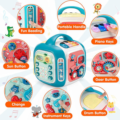 Baby Toys 12-18 Months Baby Activity Cube Infant Toys Gifts for 1 2 3 Year Old Boys Girls Kids Toddlers Learning Educational Toys All in One Baby Musical Toys for Toddlers 1-3 Birthday Gifts