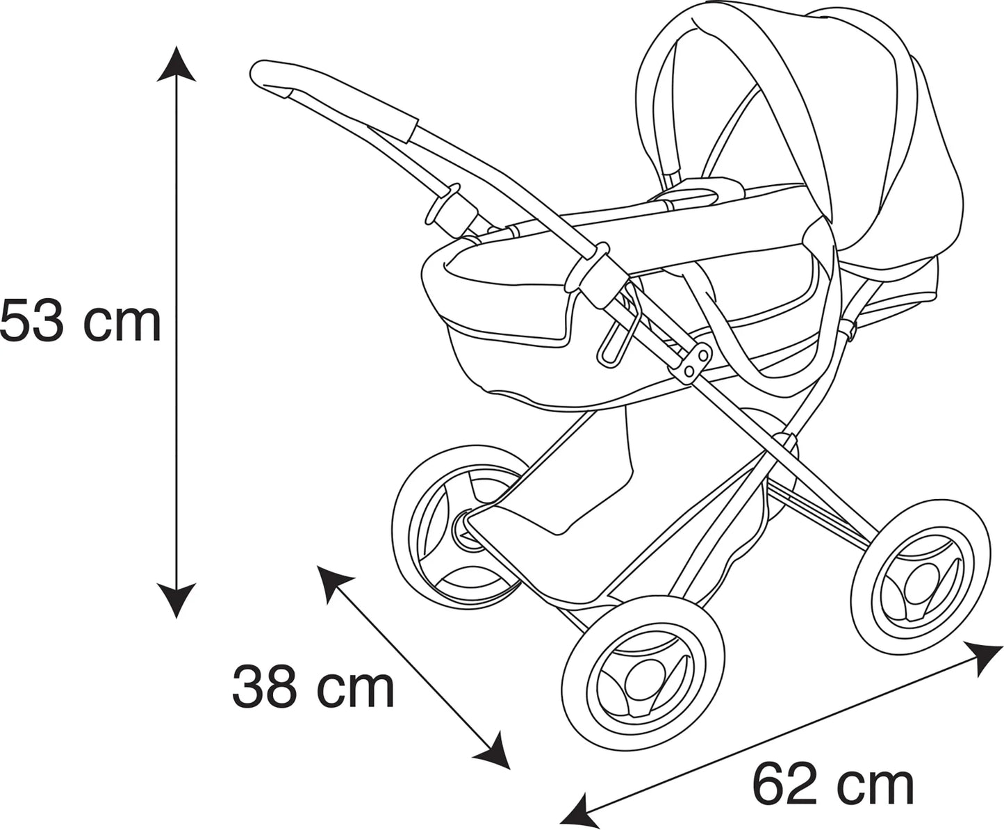 Deluxe Doll Pram with 13" African American Baby Doll Accessories, Pink