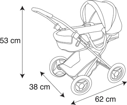 Deluxe Doll Pram with 13" African American Baby Doll Accessories, Pink