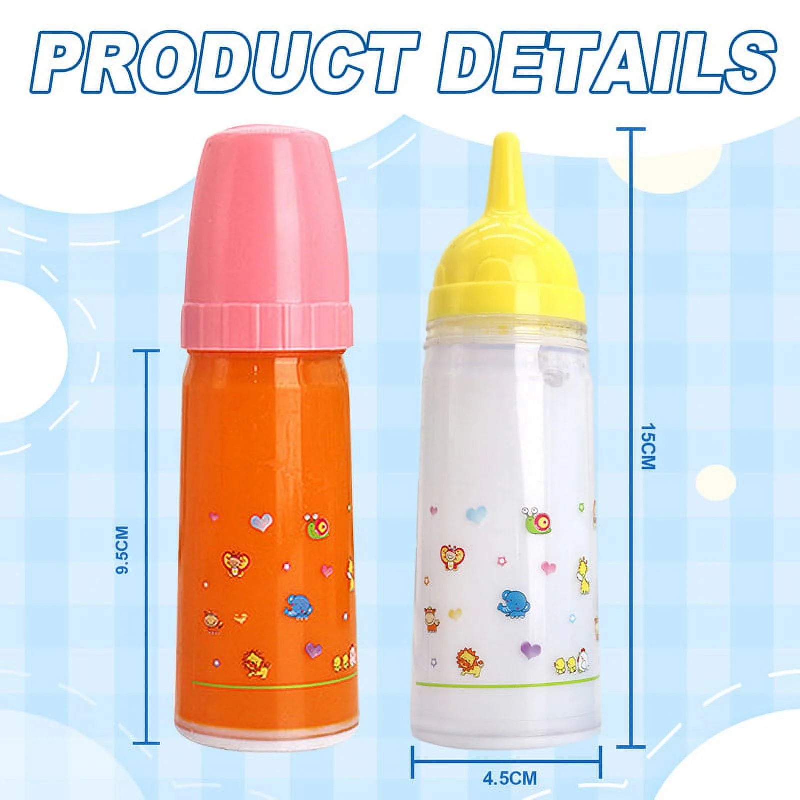 Magic Baby Doll Bottles Children'S Toy Accessorie 2 PCS Milk & Juice Bottle