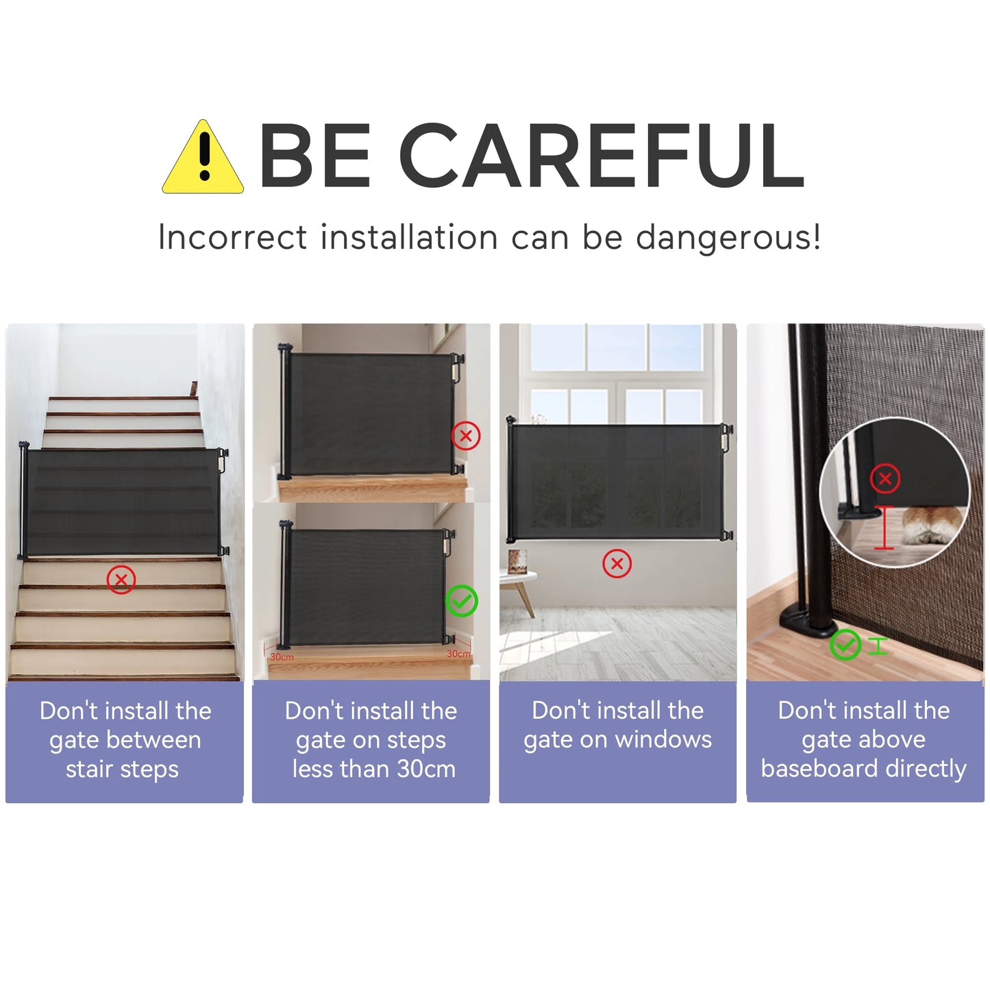 Retractable Baby Safetygate, Indoor/Outdoor, Child Pet Gate for Stairs, Doorways, Hallways,33" X 55" ,Black