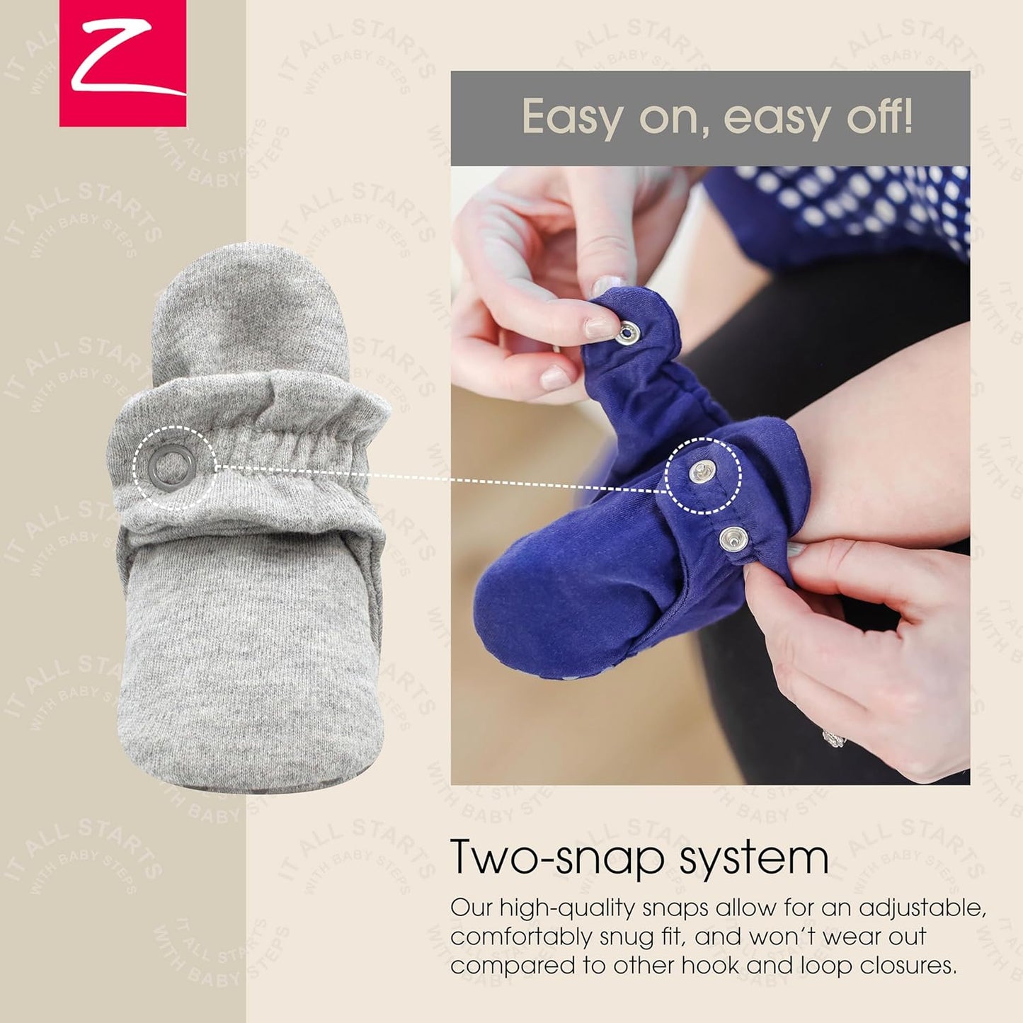 Unisex Organic Cotton Baby Booties with Gripper Soles