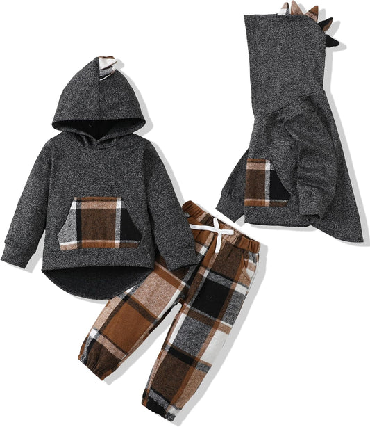 Toddler Infant Baby Boy Clothes Outfit Long Sleeve Dinosaur Hoodie Sweatshirt Fall Winter Clothes for Toddler Boy