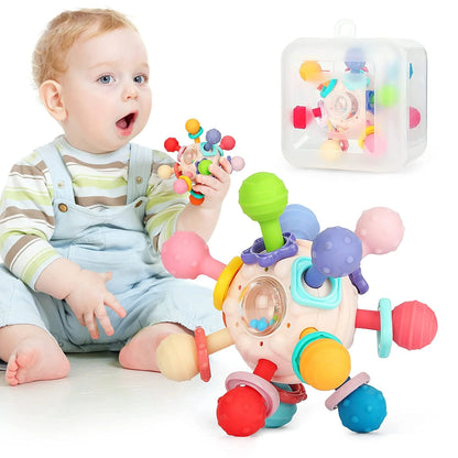 Baby Toys 0 3 6 9 12 18 Months, Infant Teething Relief, Montessori Toys for 1 Year Old,Toddler Ball Travel Toy for 1 2 One Year Old