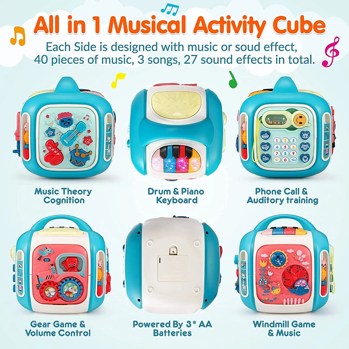 Baby Toys 12-18 Months Baby Activity Cube Infant Toys Gifts for 1 2 3 Year Old Boys Girls Kids Toddlers Learning Educational Toys All in One Baby Musical Toys for Toddlers 1-3 Birthday Gifts