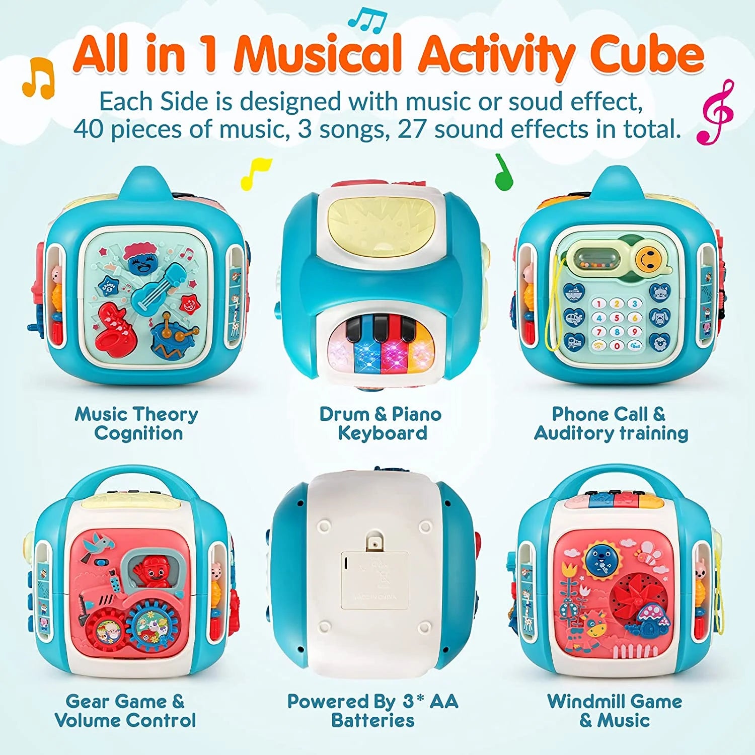 Baby Toys 12-18 Months Baby Activity Cube Infant Toys Gifts for 1 2 3 Year Old Boys Girls Kids Toddlers Learning Educational Toys All in One Baby Musical Toys for Toddlers 1-3 Birthday Gifts