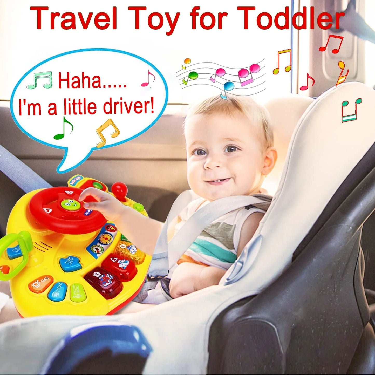 Baby Musical Toy 6 to 12 Months Light up Steering Wheel Toy with Traffic Light & Sound for 6 8 9 10 Months Infant Learning Development Baby Toys Gifts for 1 2 Year Old Boys Girls