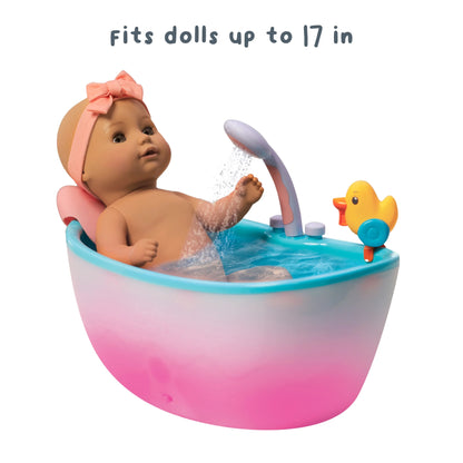 Baby Doll Musical Light up Bathtub with Working Shower, Fits Dolls up to 17", Ages 3+