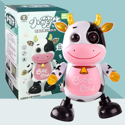 Dancing Cow Robot Toy with Light and Sound Guide Baby Crawling Educational Toy