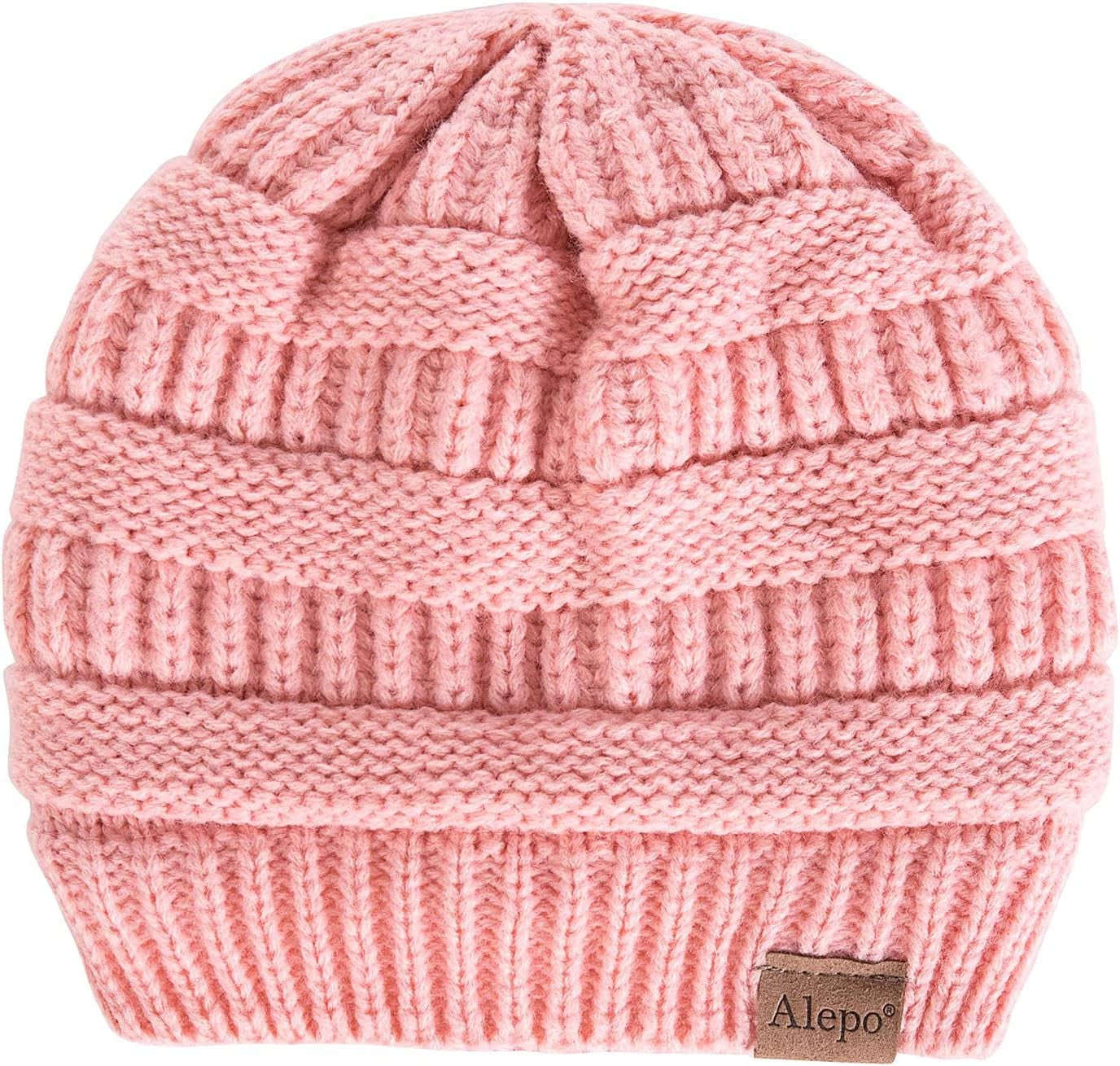 Fleece Lined Baby Beanie Hat, Infant Newborn Toddler Kids Winter Warm Knit Cap for Boys Girls (Light Gray&Pink&White)