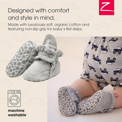 Unisex Organic Cotton Baby Booties with Gripper Soles