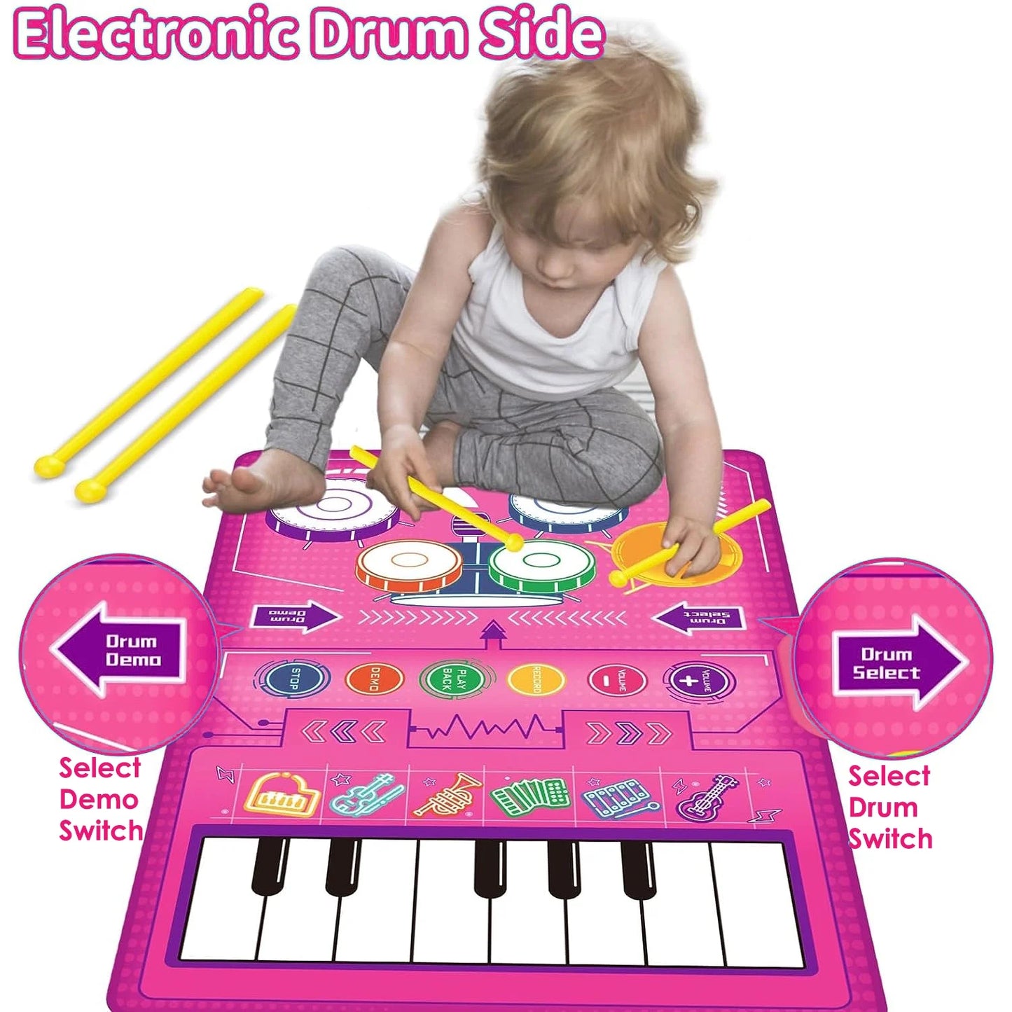 1 Year Old Girl Gifts, Piano Mat Baby Toys for 1 Year Old Girl, 2 in 1 Toddler Music Mat with Keyboard & Drum, Early Educational Musical Toys First Birthday Gifts for 1 2 Year Old Girls & Boys