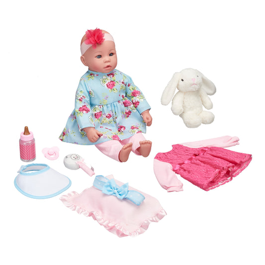 18" Doll and Accessories Set with Plush Bunny