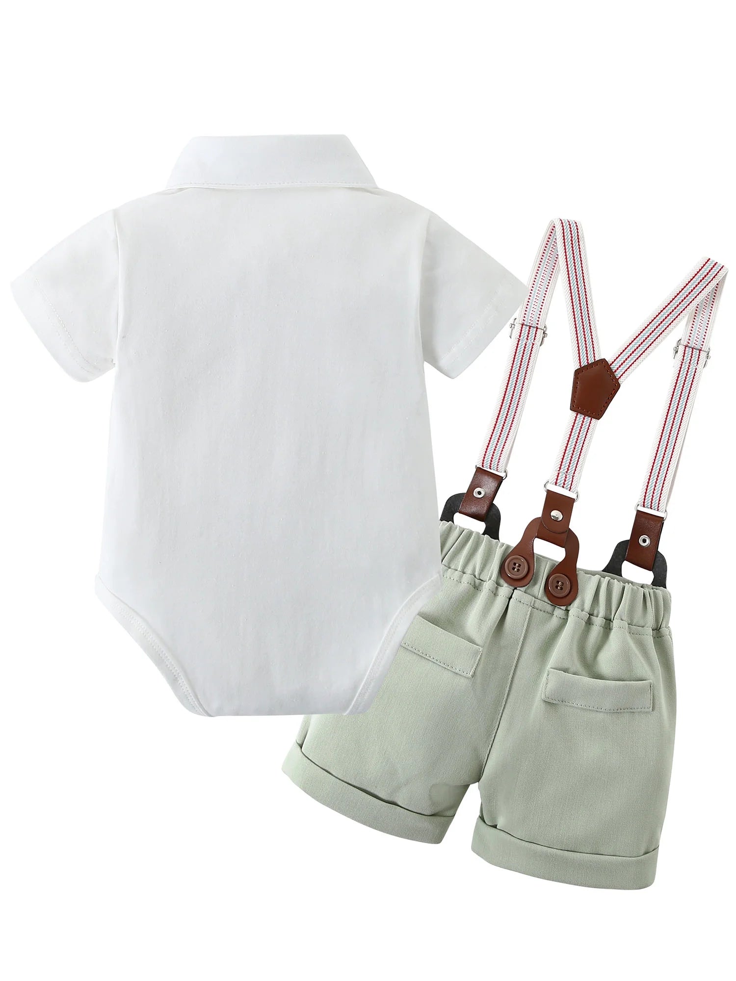 Baby Boy Clothes Newborn Infant Shirt Bowtie Beret Suspender Pant 0-18M Gentleman Outfit