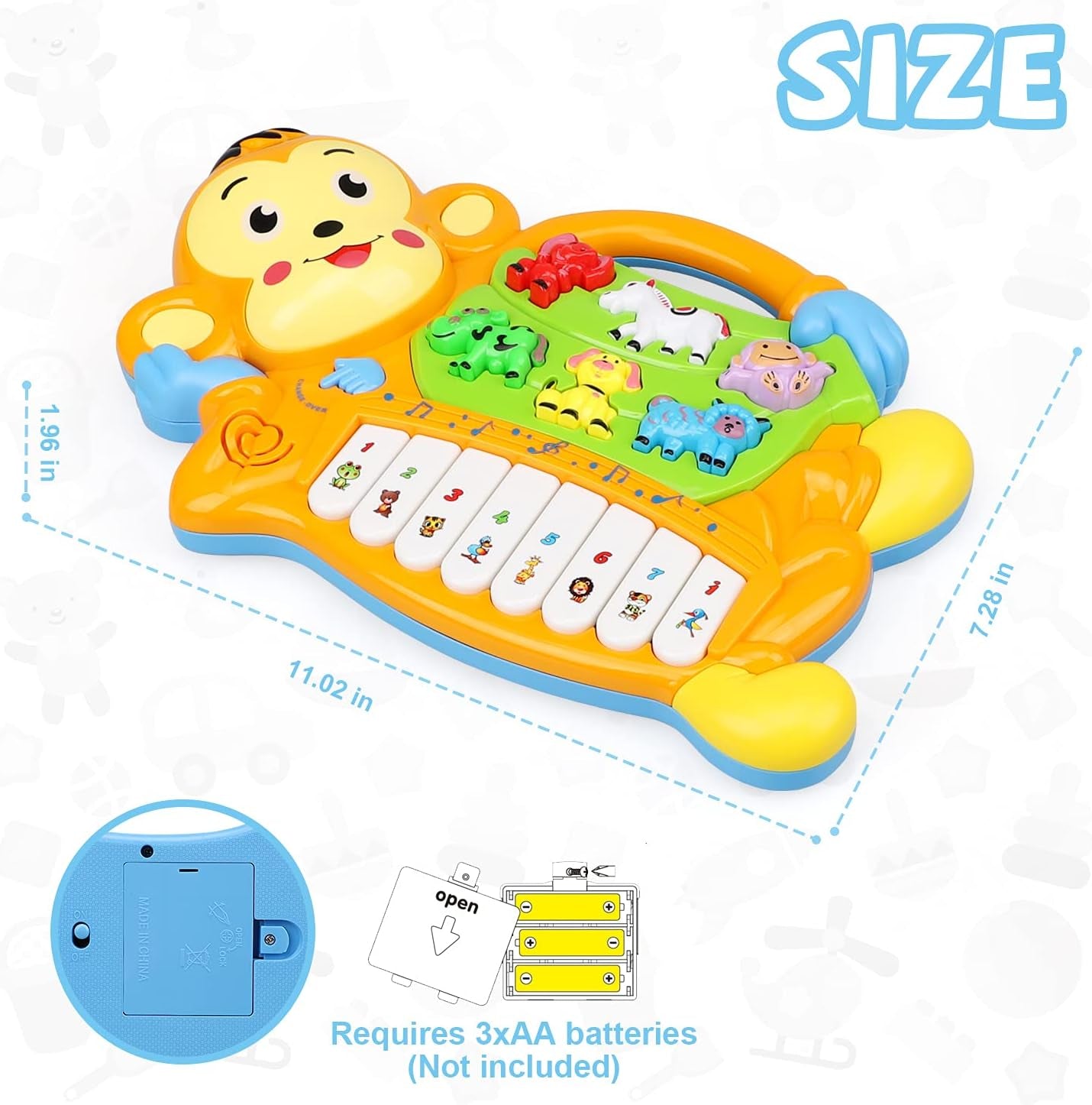 Baby Piano Toys 6 to 12 Months Light up Baby Musical Toys Early Learning Educational Baby Keyboard Infant Toys Baby Monkey Piano Boys Girls Toddlers Gifts 0 3 6 12 18 Months