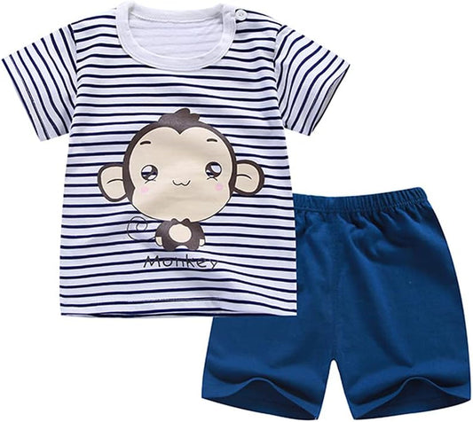6 Months Boy Clothes Baby Boy Clothes Toddler Boy Clothes Short Sleeve Shirt Tops Shorts Set 2PC Little Boy Clothes Baby Boy 12 Months Striped B73
