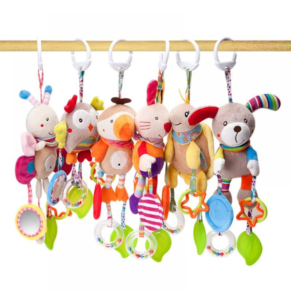 Baby Hanging Rattles Toys, Newborn Crib Toys Car Seat Stroller Toys for Infant, Animal Bell Soft Baby Sensory Rattles Toys for Babies Boys and Girls 3 to 12 Months