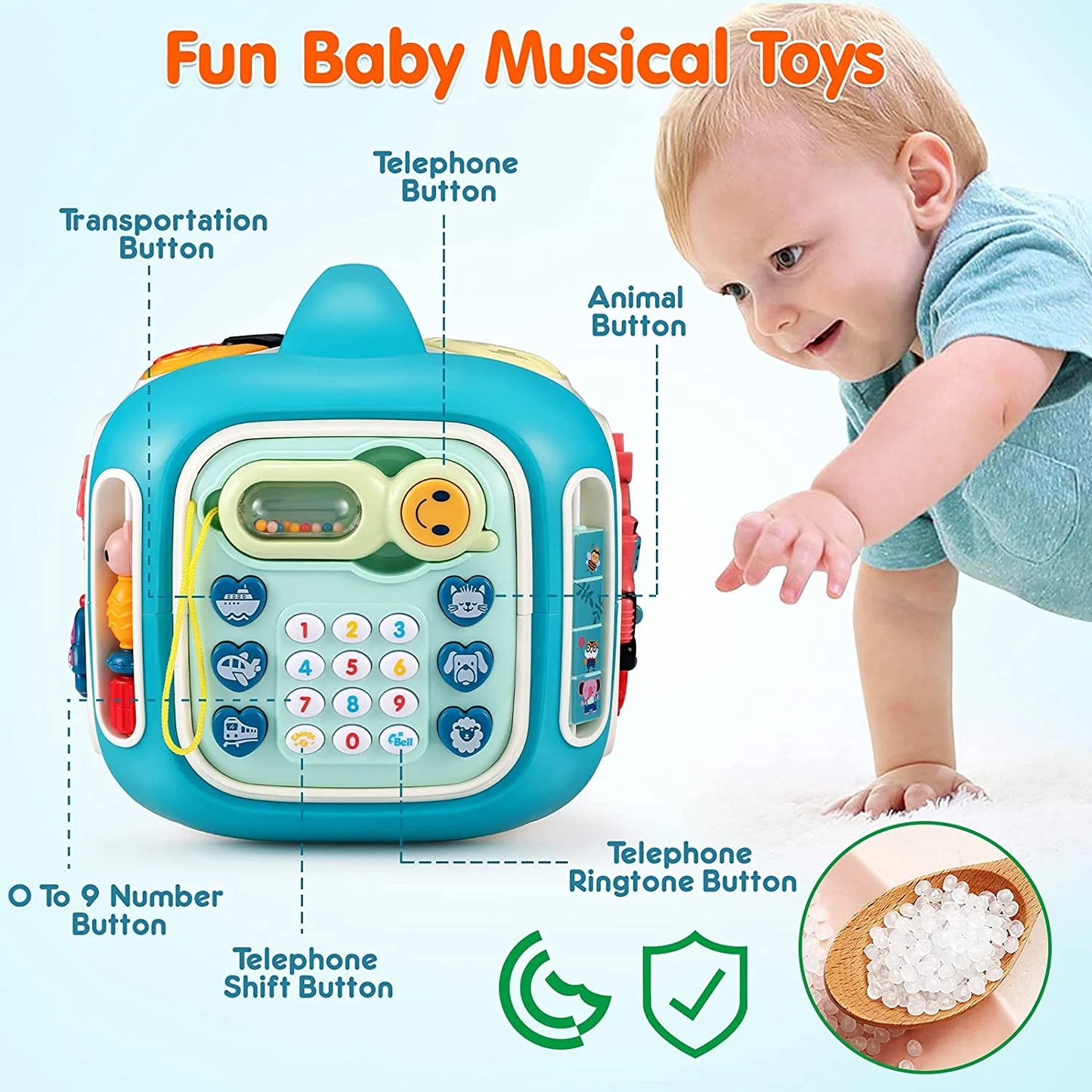 Baby Toys 12-18 Months Baby Activity Cube Infant Toys Gifts for 1 2 3 Year Old Boys Girls Kids Toddlers Learning Educational Toys All in One Baby Musical Toys for Toddlers 1-3 Birthday Gifts