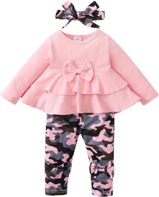 Baby Girl Clothes Infant Toddler Girl Clothes Fall Winter Outfits Long Sleeve Ruffle Tops Girls Pants Sets 3-24M