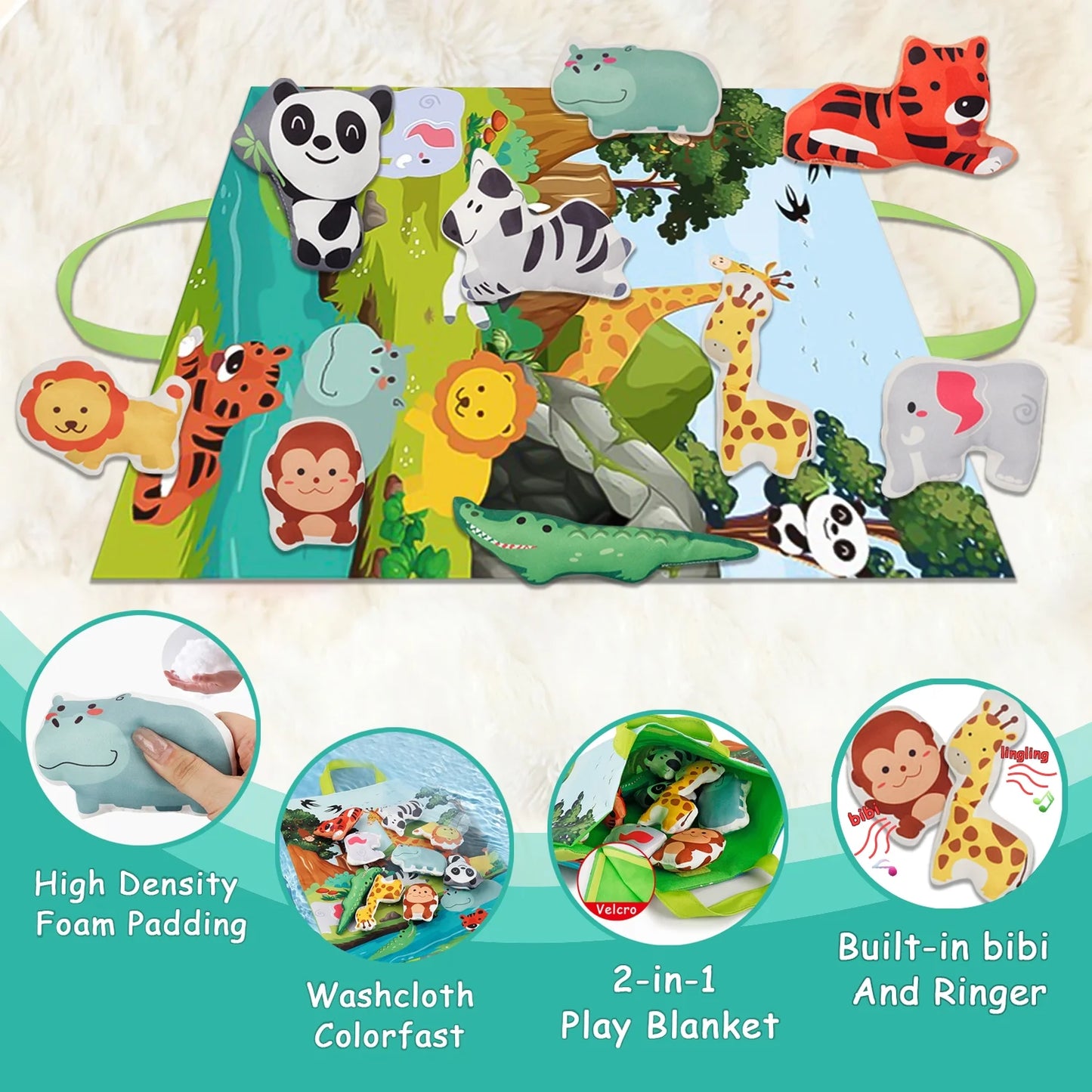 Baby Toys for 1 Year Old Boys Girls, Animal Toys Mat for Toddlers 1-3, Birthday Gifts for 1 2 3 Year Old Girls Boys