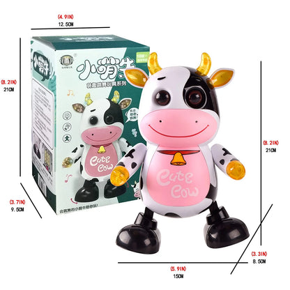 Dancing Cow Robot Toy with Light and Sound Guide Baby Crawling Educational Toy