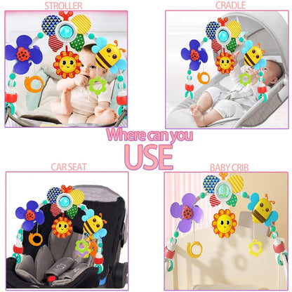 Baby Stroller Arch Toy - Infant Car Seat Toys Adjustable Mobile Activity Arch with Play Accessories, Sensory Travel Crib Bouncer Bassinet Toys for Toddler Boy Girl(Butterfly)