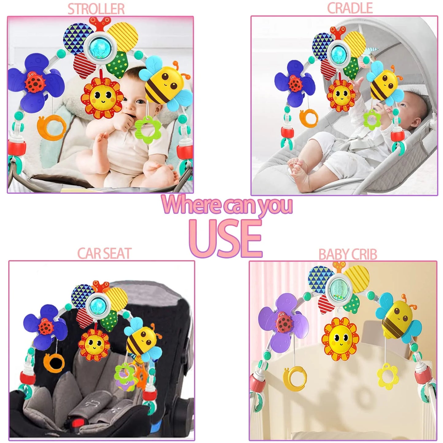 Baby Stroller Arch Toy Crab,Infant Car Seat Toys,Baby Sensory Toys for Toddler Boy Girl 0 3 6 9 12 24 Months