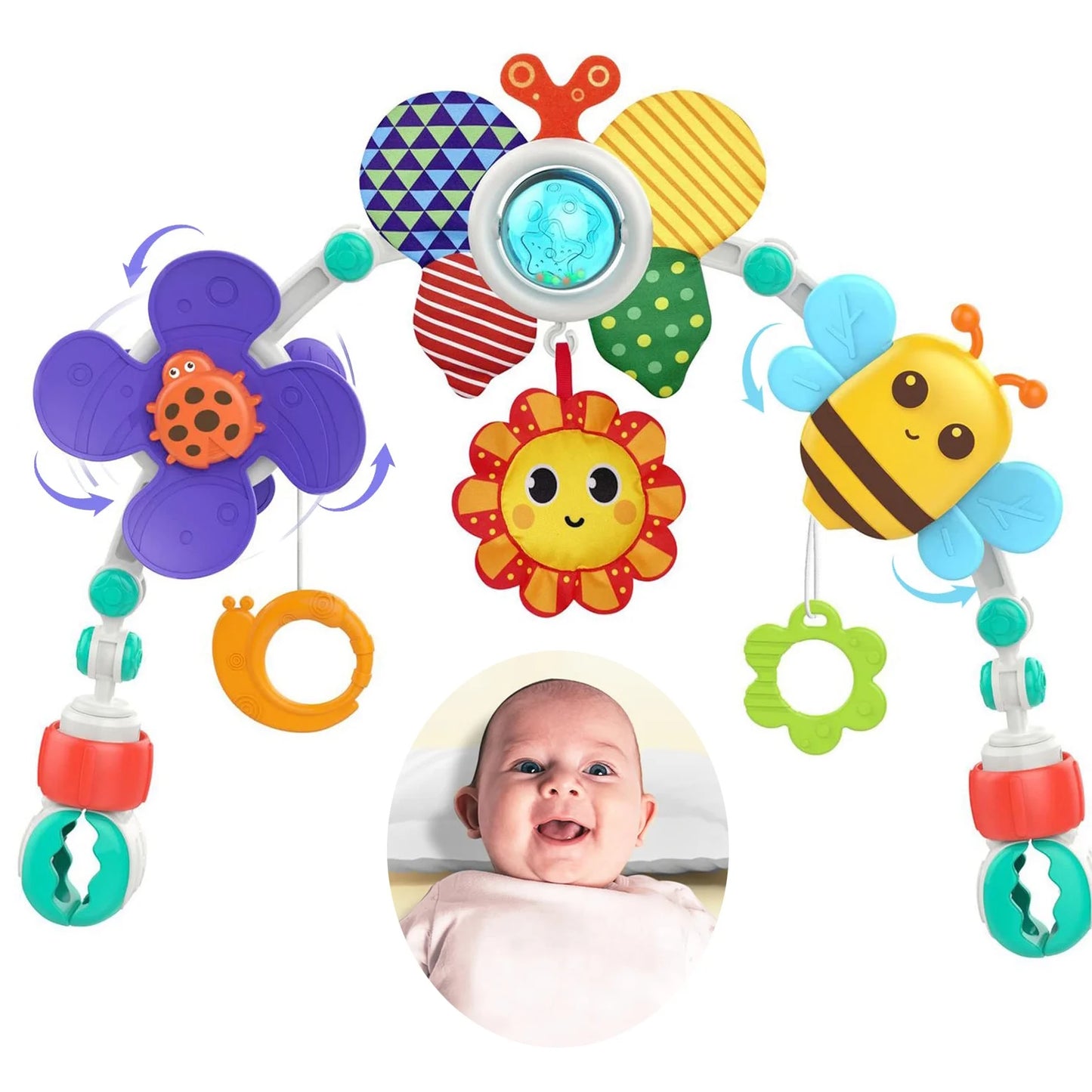 Baby Stroller Arch Toy Crab,Infant Car Seat Toys,Baby Sensory Toys for Toddler Boy Girl 0 3 6 9 12 24 Months