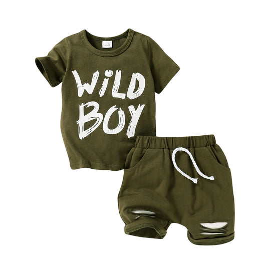 Baby Boy Kid Summer Outfits Set Short Sleeve T-Shirt Shorts Clothes Set for 2-3T