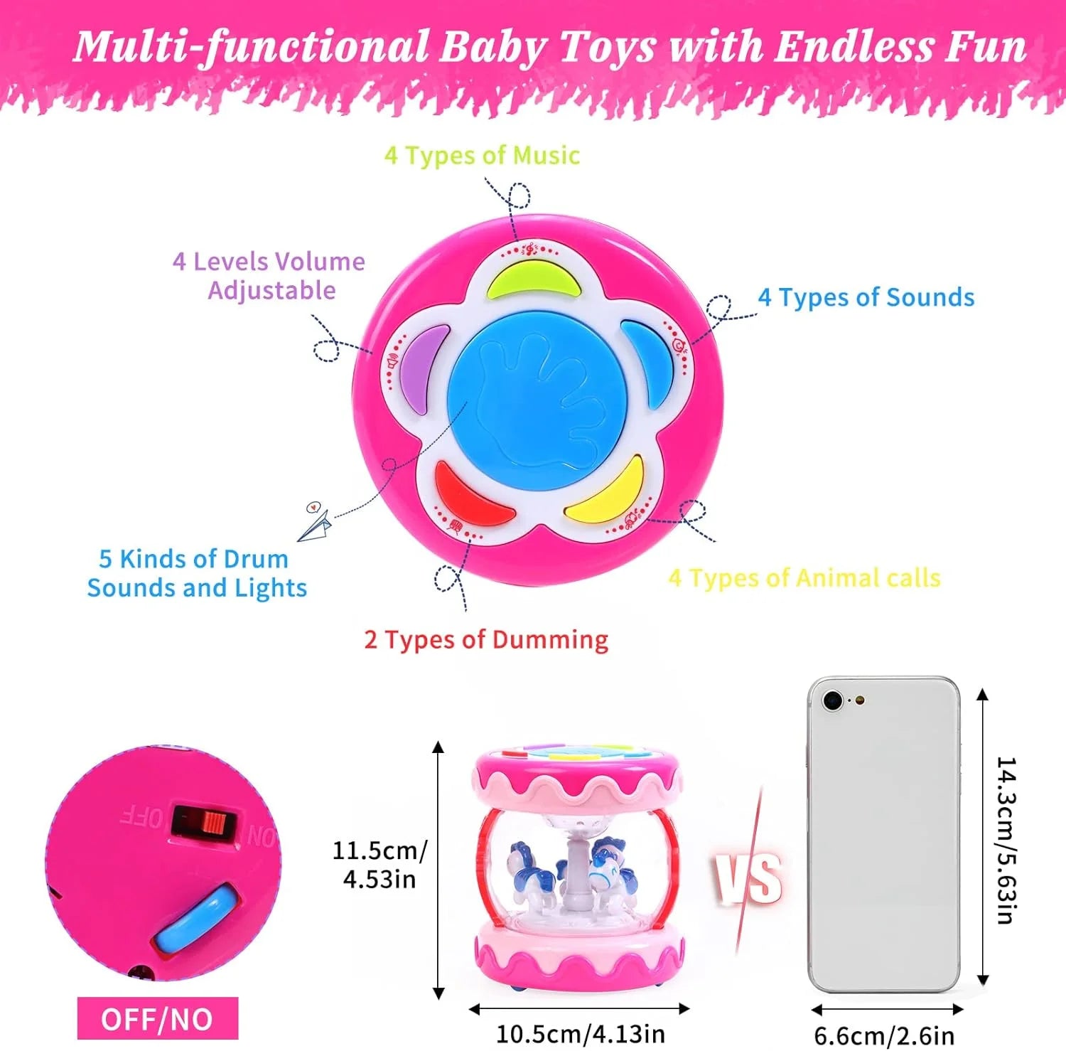 Baby Toys 6 to 12 Months, Musical Learning Infant Toys 12-18 Months - Rotating Light up Baby Music Crawling Toys Educational Toy for Girls