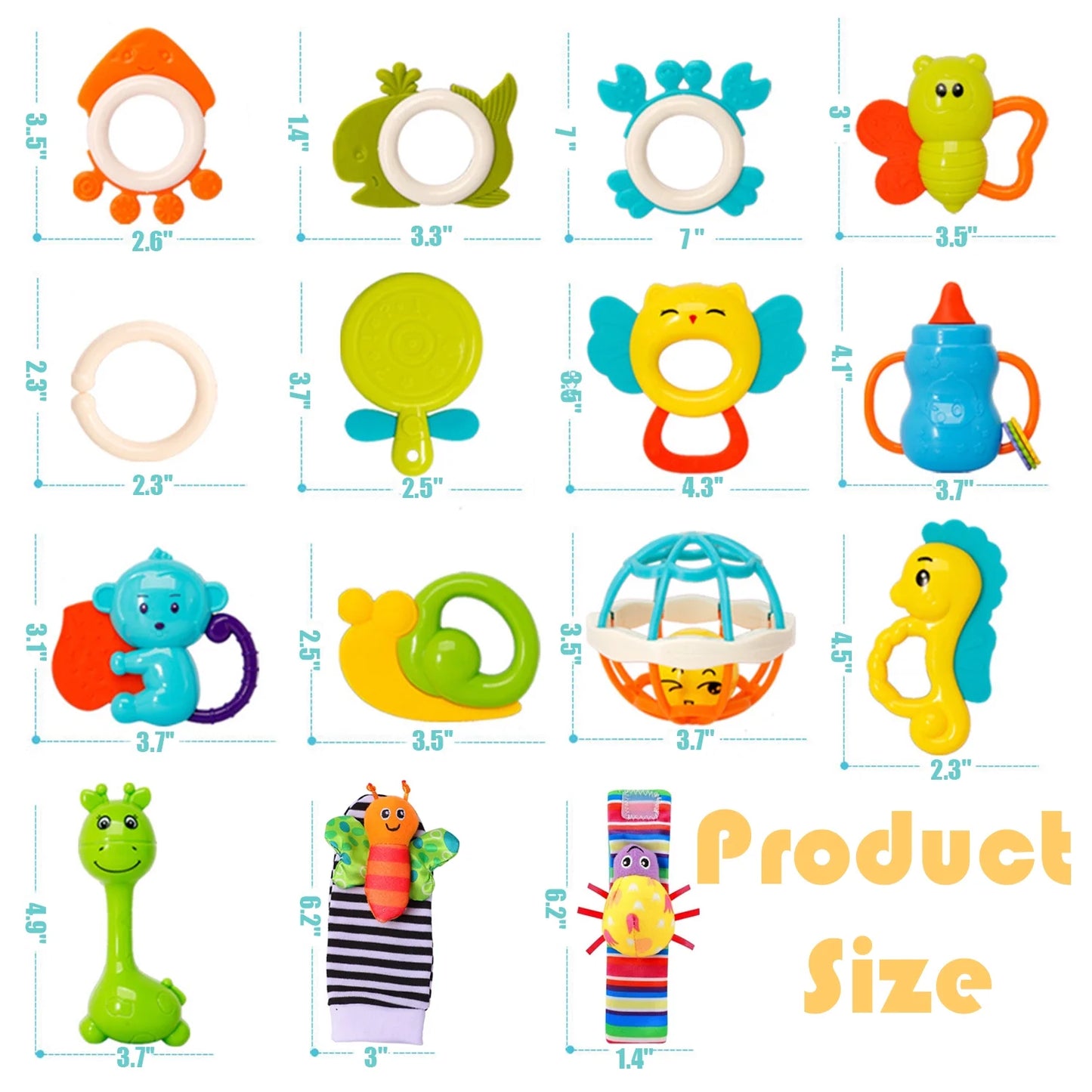 Baby Toys 0-6 Months, 17 Pcs Baby Rattles Toys Teething Toys for Babies 0-3-6-12-18 Months, Early Development Learning Toy Newborn Toy Baby Boy Girl Birthday Gifts