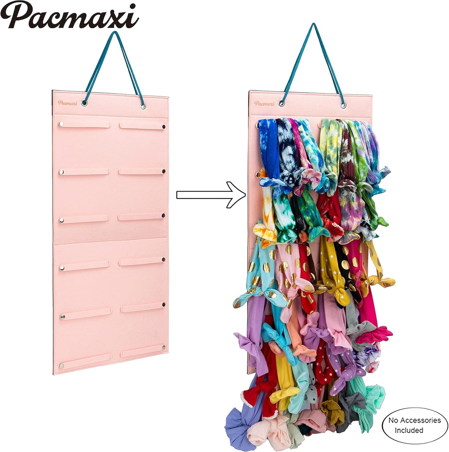 Hanging Baby Girl Headbands Storage Organizer, Newborn Headbands and Bows Holder(Small 12 Snap Band, Pink)