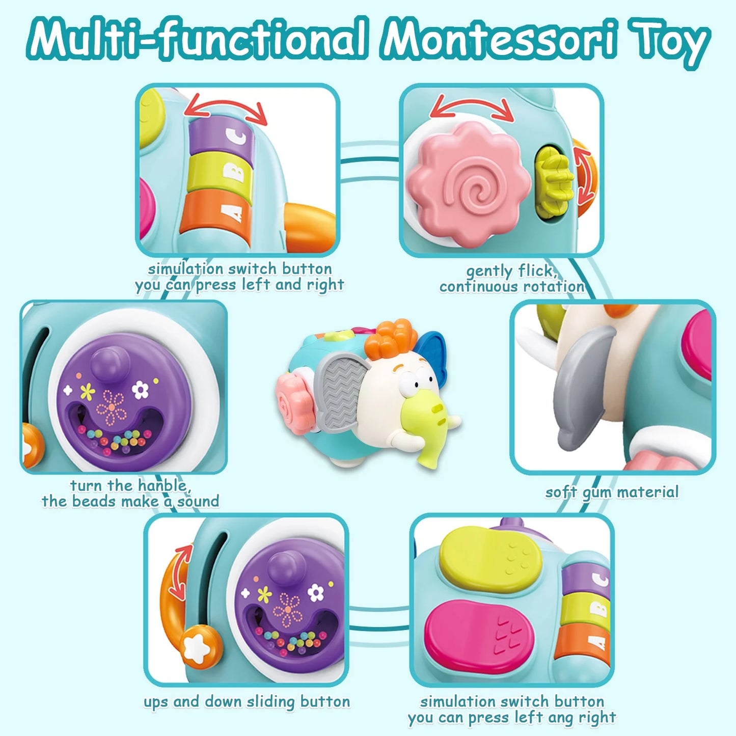 Infant Sensory Toys, Learning Toys, Travel Activities Busy Board Cube, Montessori Baby Toys 0 3 6 9 12 18 24 Months