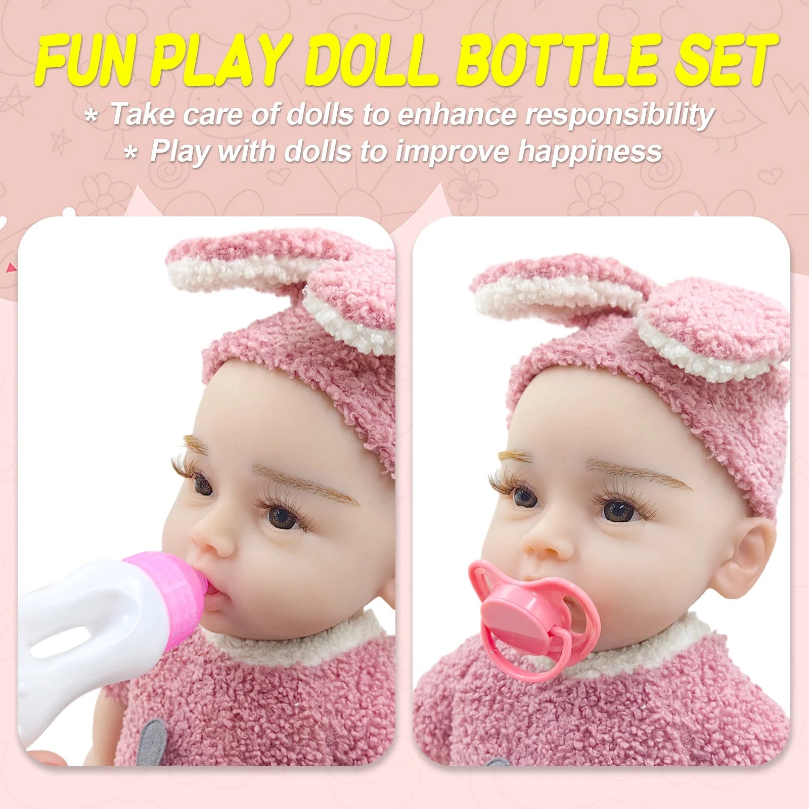 4 Pcs U-Shaped Magic Baby Doll Dottles and Pacifier Kids Toys